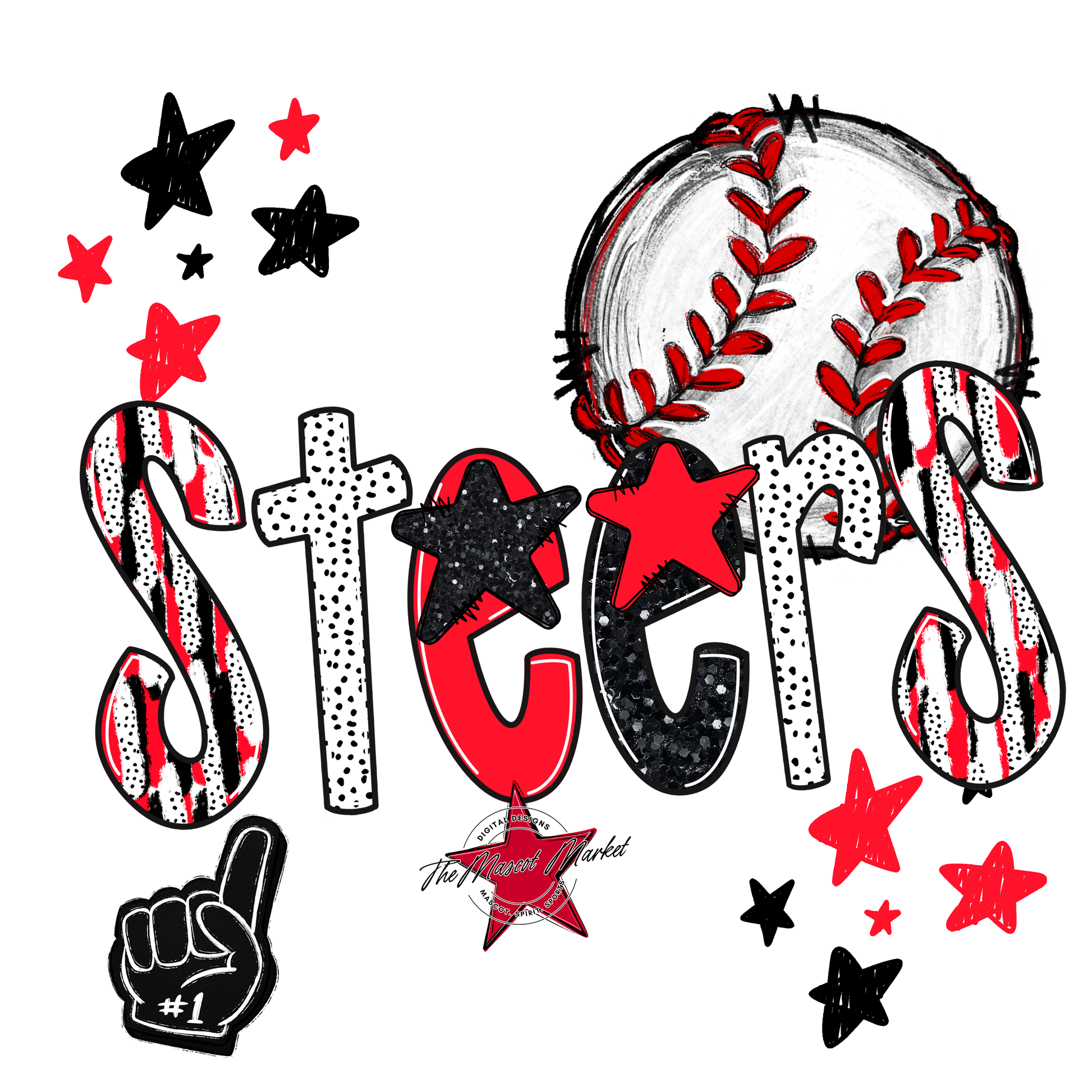 Steers Baseball Scrape-Bright Red