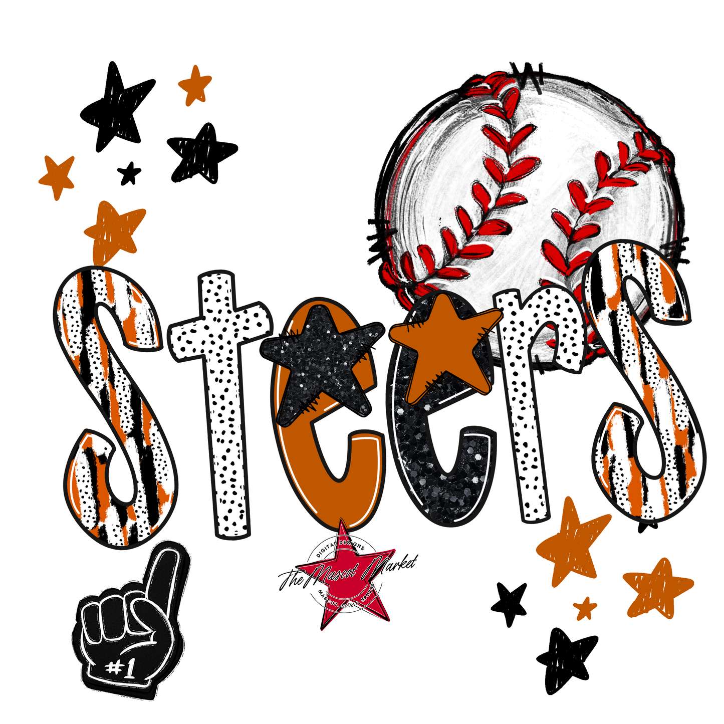 Steers Baseball Scrape-Burnt Orange