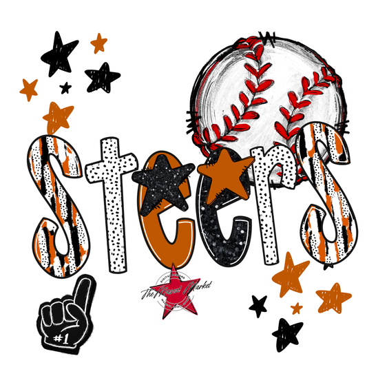 Steers Baseball Scrape-Burnt Orange