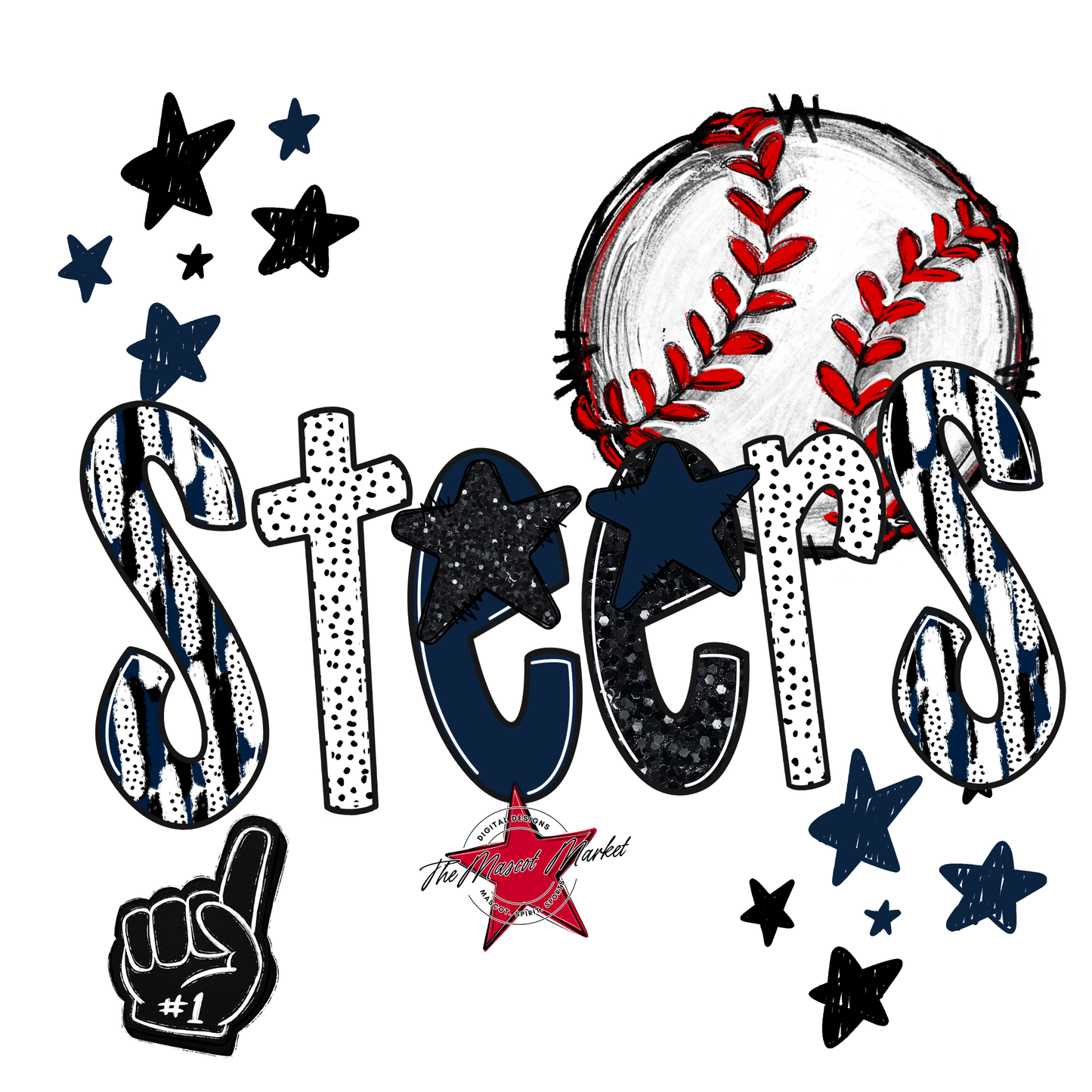 Steers Baseball Scrape-Navy