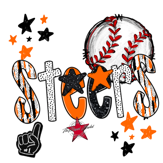 Steers Baseball Scrape-Orange