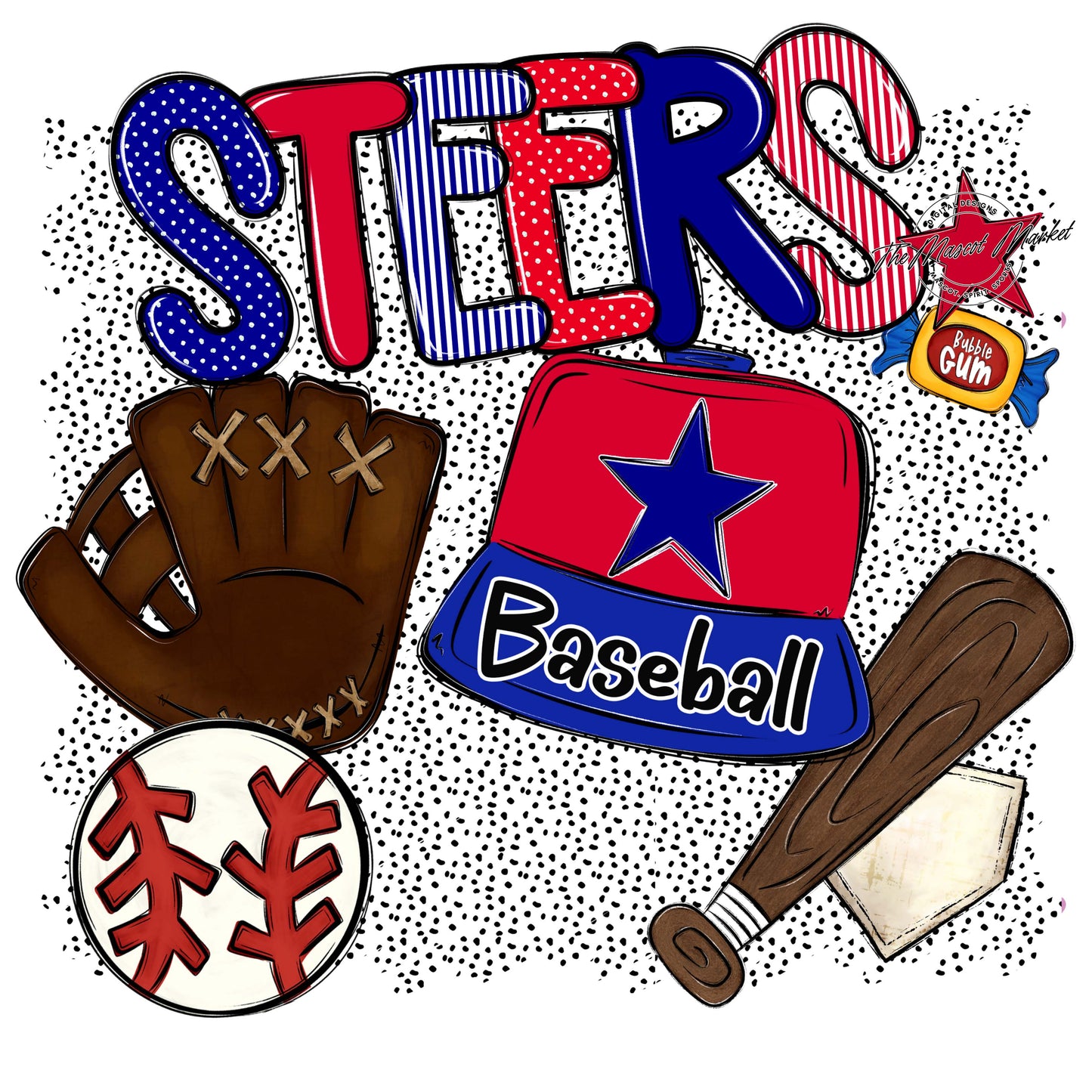 Steers Baseball Spirit-Blue & Red