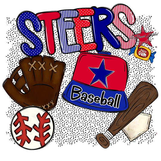 Steers Baseball Spirit-Blue & Red