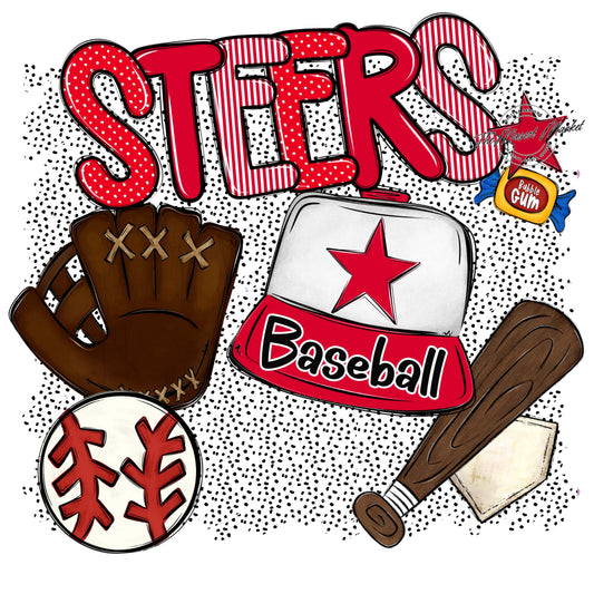 Steers Baseball Spirit-Red