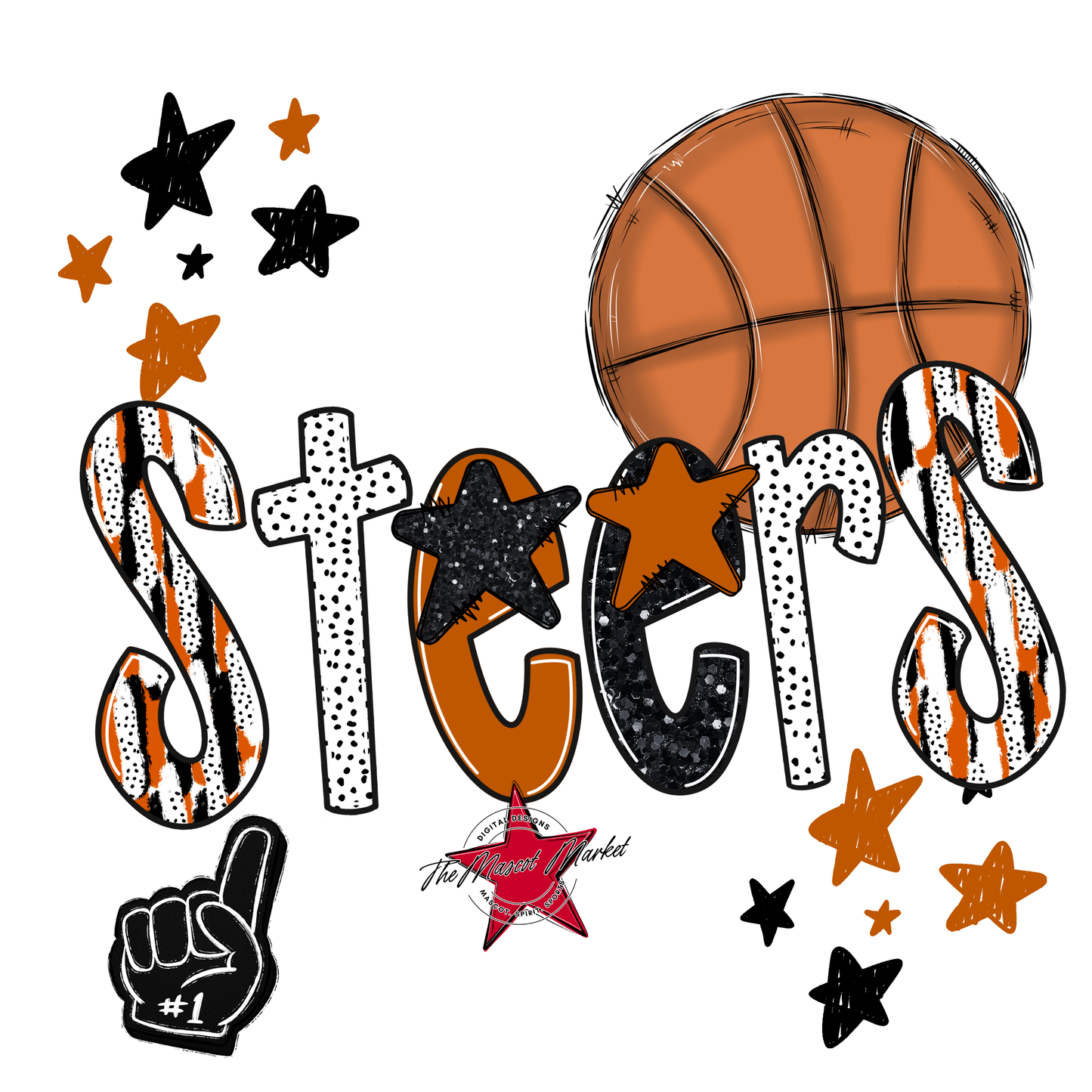 Steers Basketball Scrape-Burnt Orange