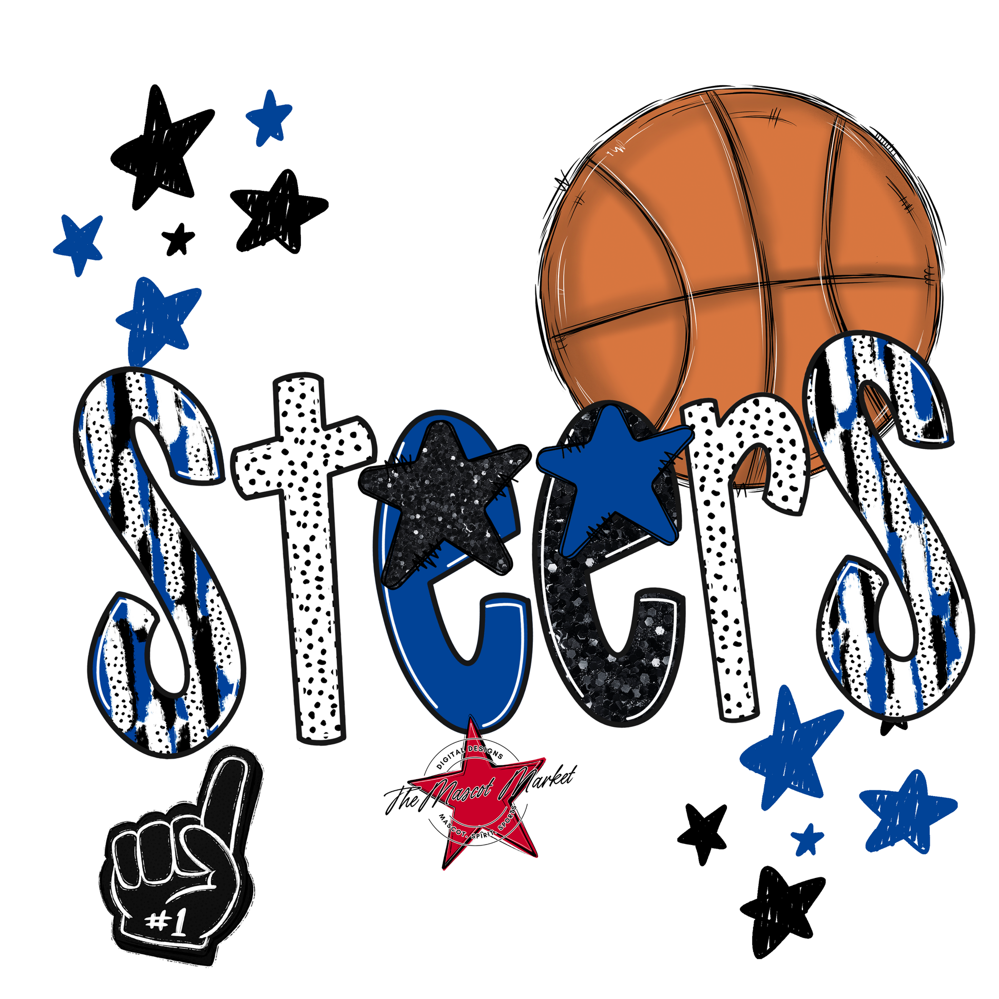 Steers Basketball Scrape-Off Blue