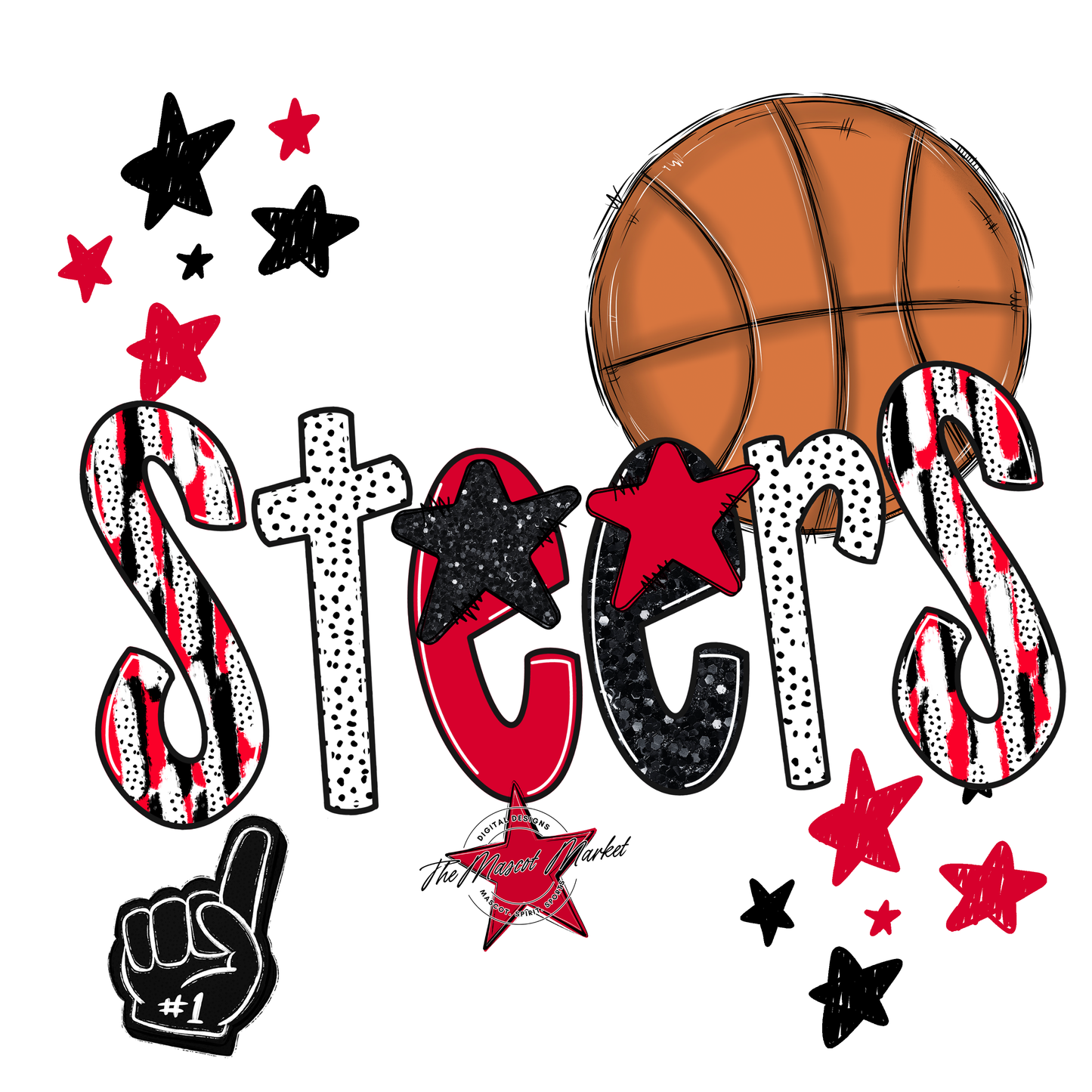 Steers Basketball Scrape-Red