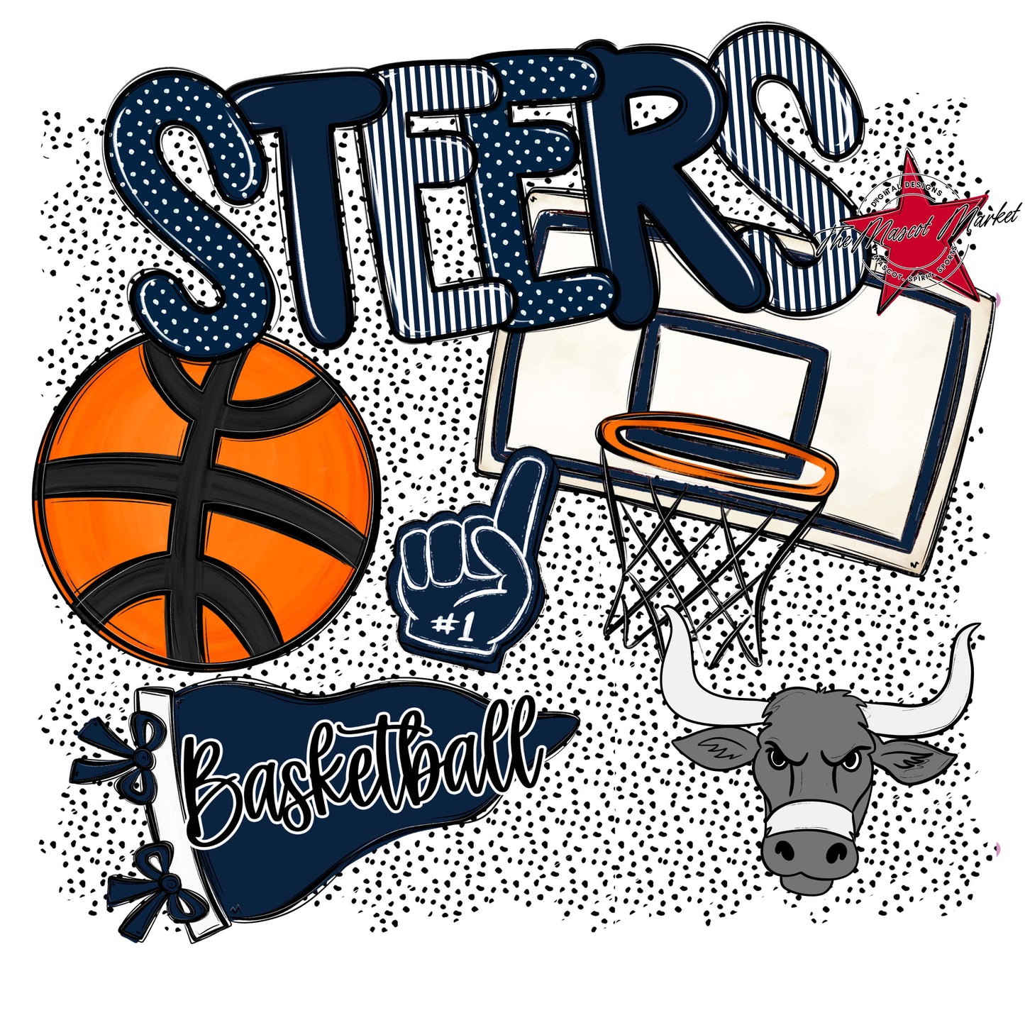 Steers Basketball Spirit-Navy