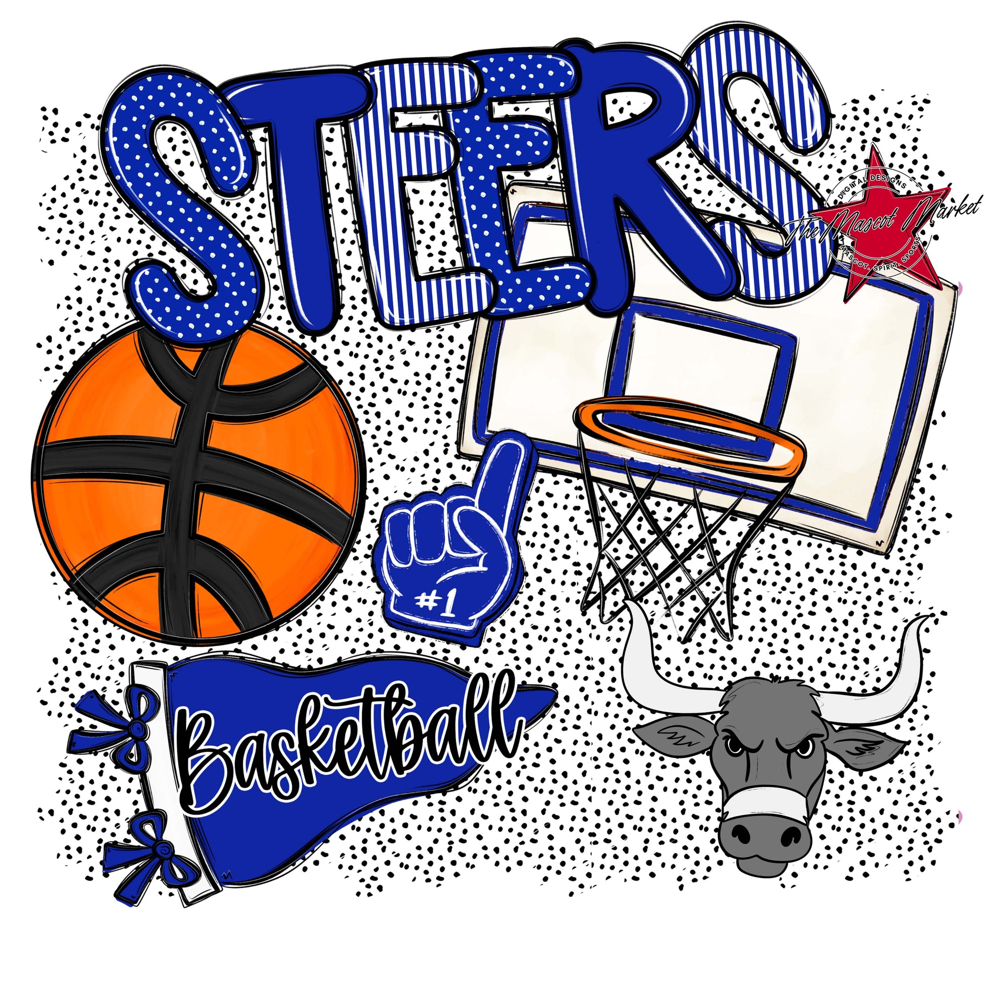 Steers Basketball Spirit-Royal Blue