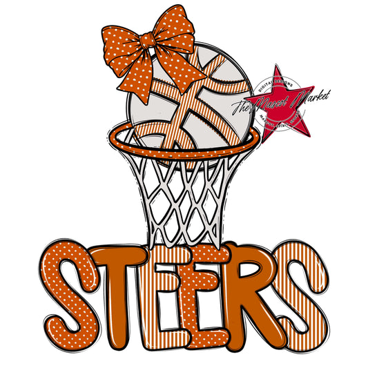 Steers Basketball Spirit Design-Burnt Orange