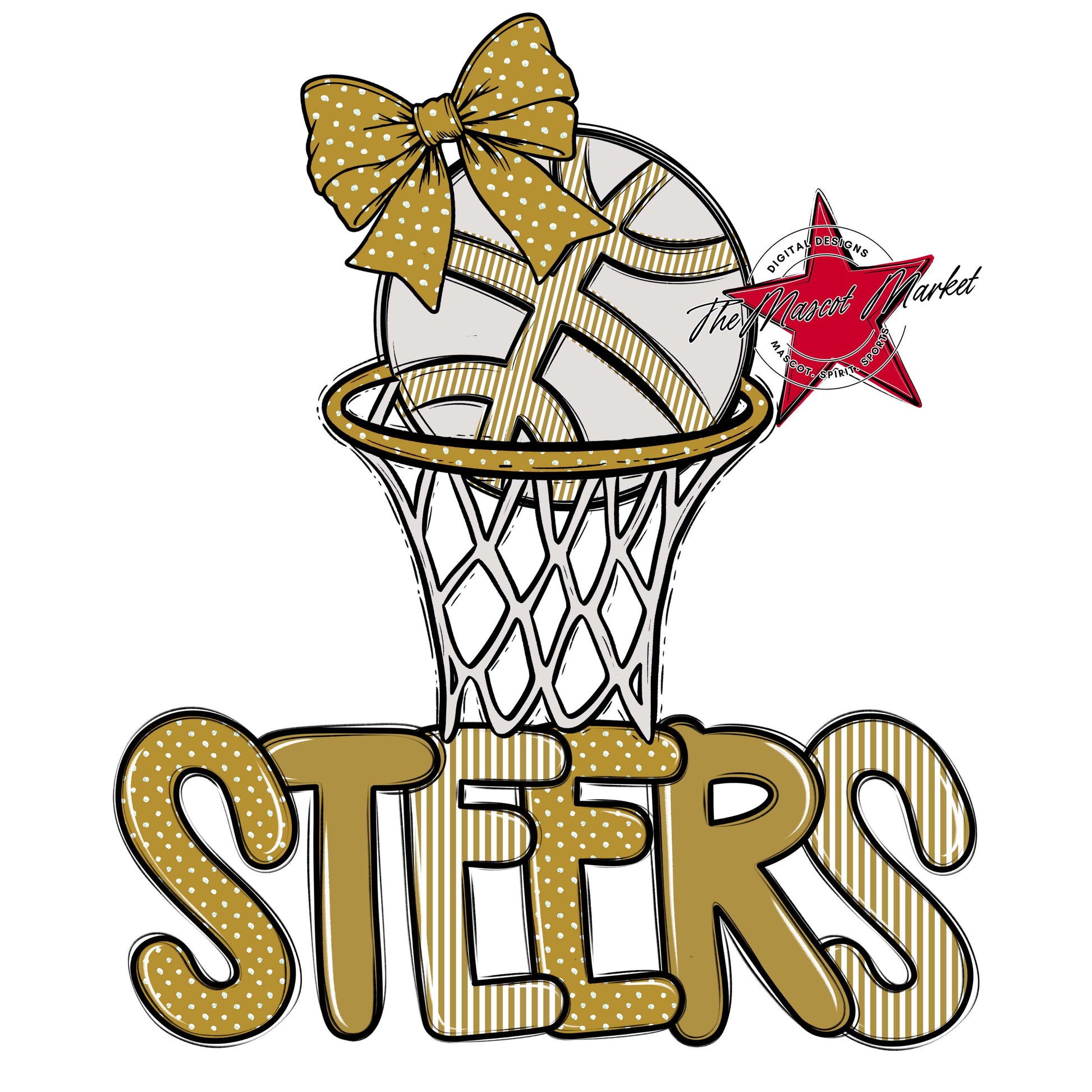 Steers Basketball Spirit Design-Gold