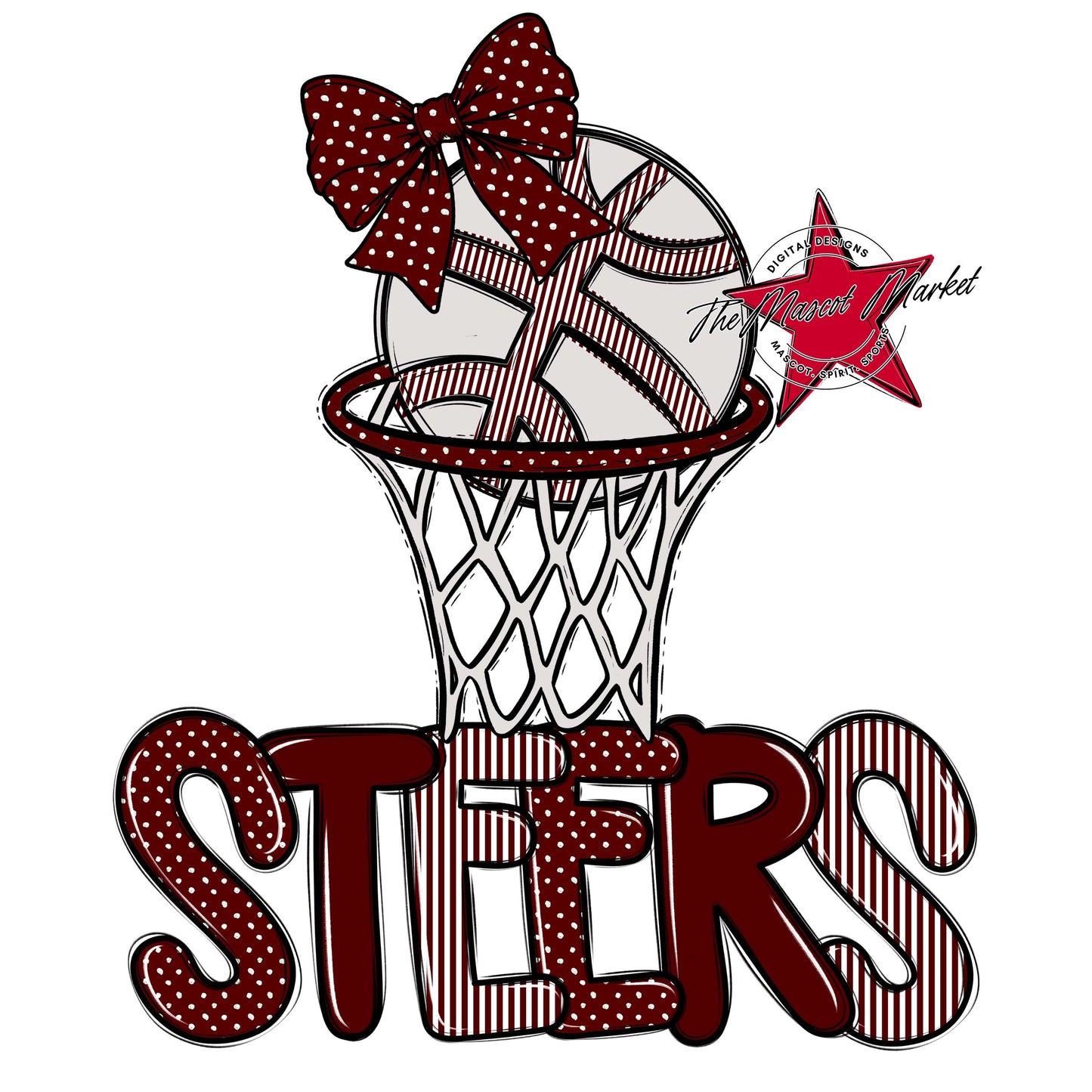 Steers Basketball Spirit Design-Maroon