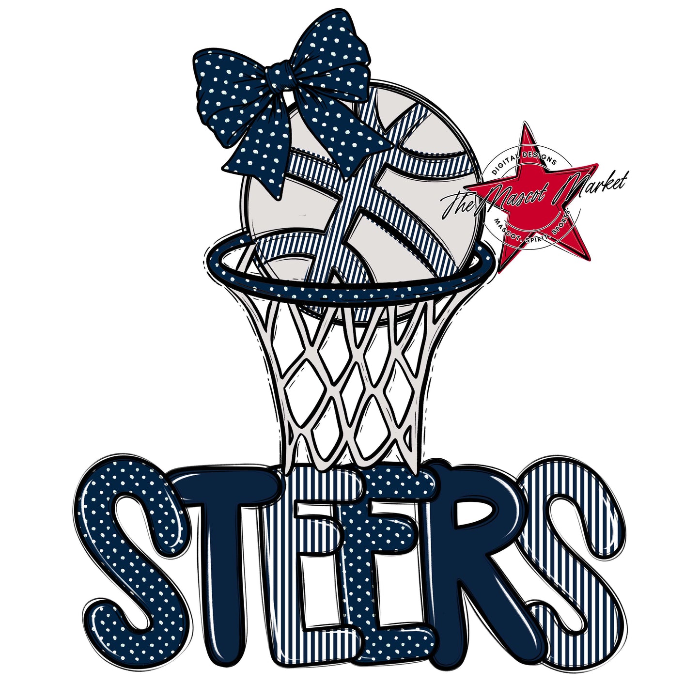 Steers Basketball Spirit Design-Navy