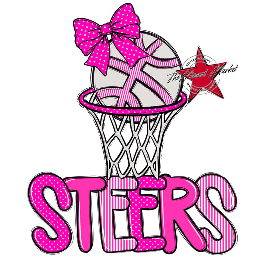 Steers Basketball Spirit Design-Pink
