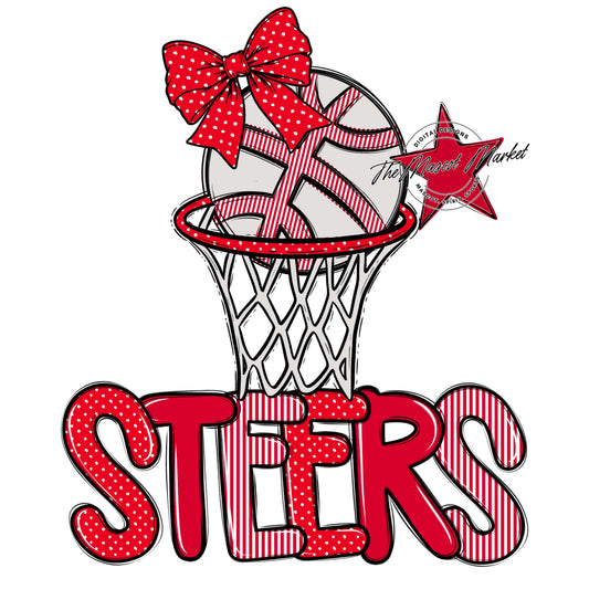 Steers Basketball Spirit Design-Red