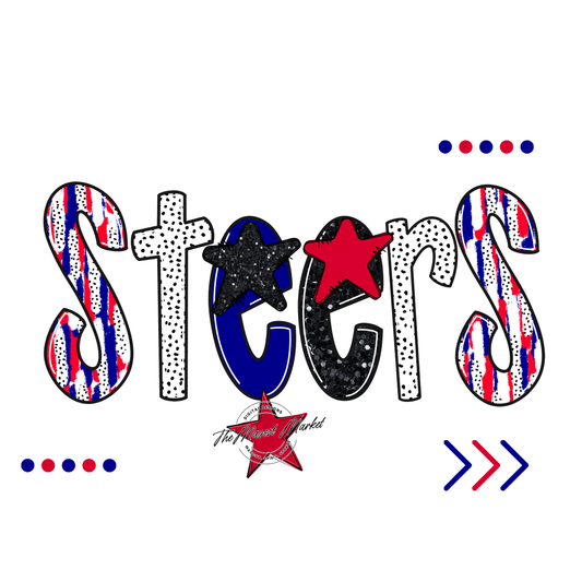 Steers Brushstroke Alpha w Arrows-Blue-Red