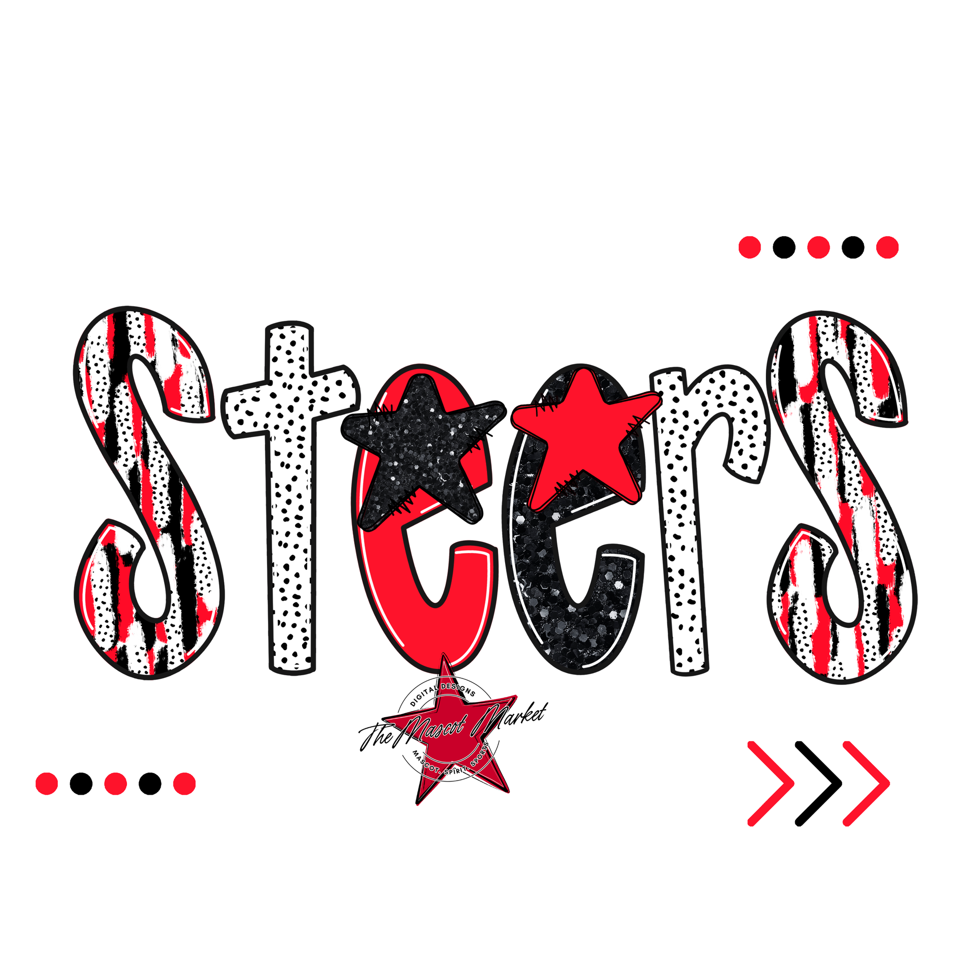 Steers Brushstroke Alpha w Arrows-Bright Red