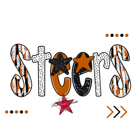 Steers Brushstroke Alpha w Arrows-Burnt Orange