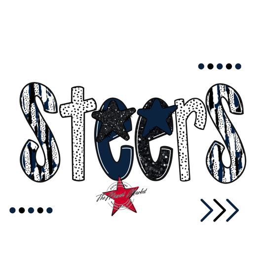 Steers Brushstroke Alpha w Arrows-Navy