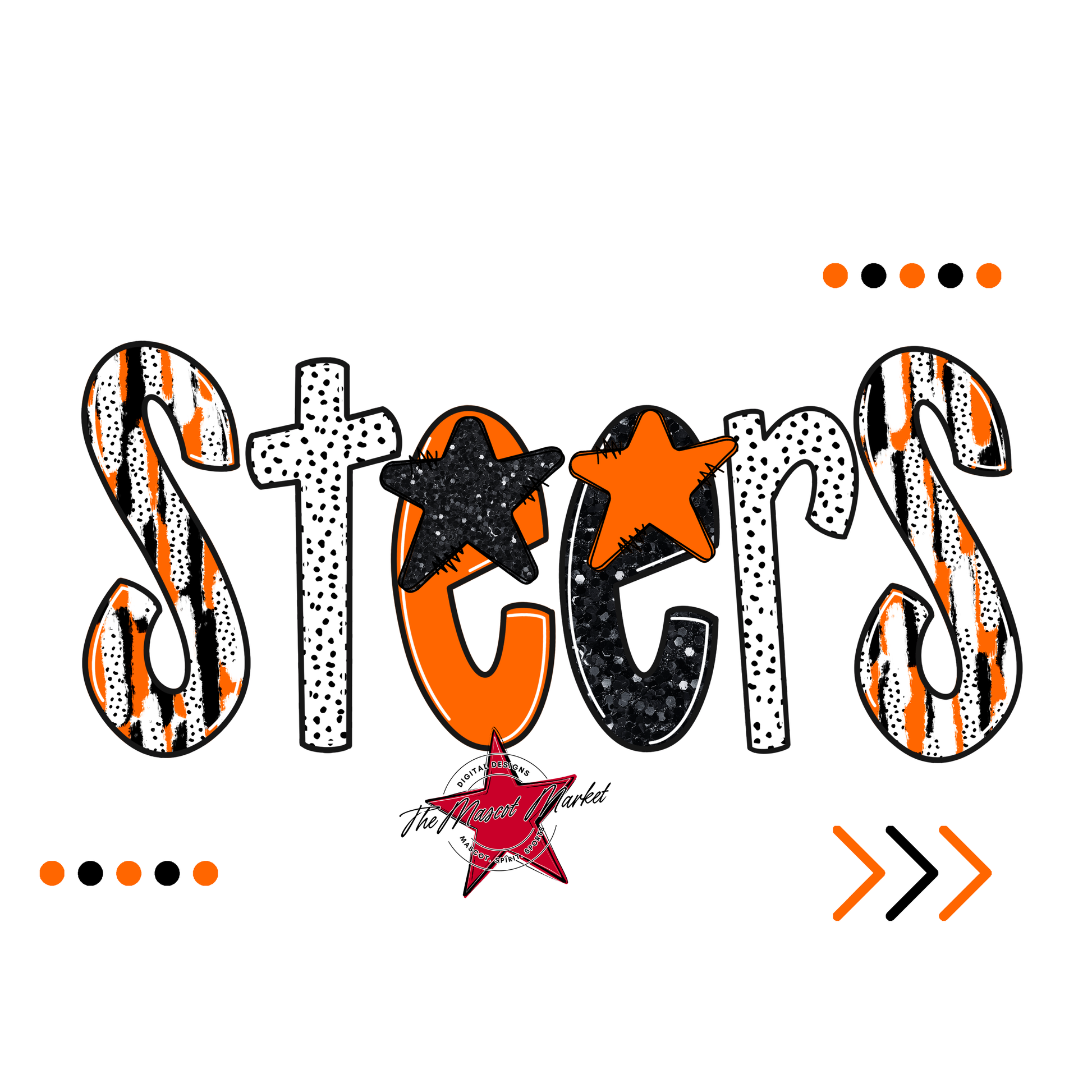 Steers Brushstroke Alpha w Arrows-Orange