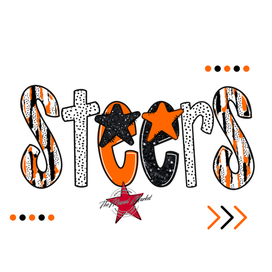 Steers Brushstroke Alpha w Arrows-Orange