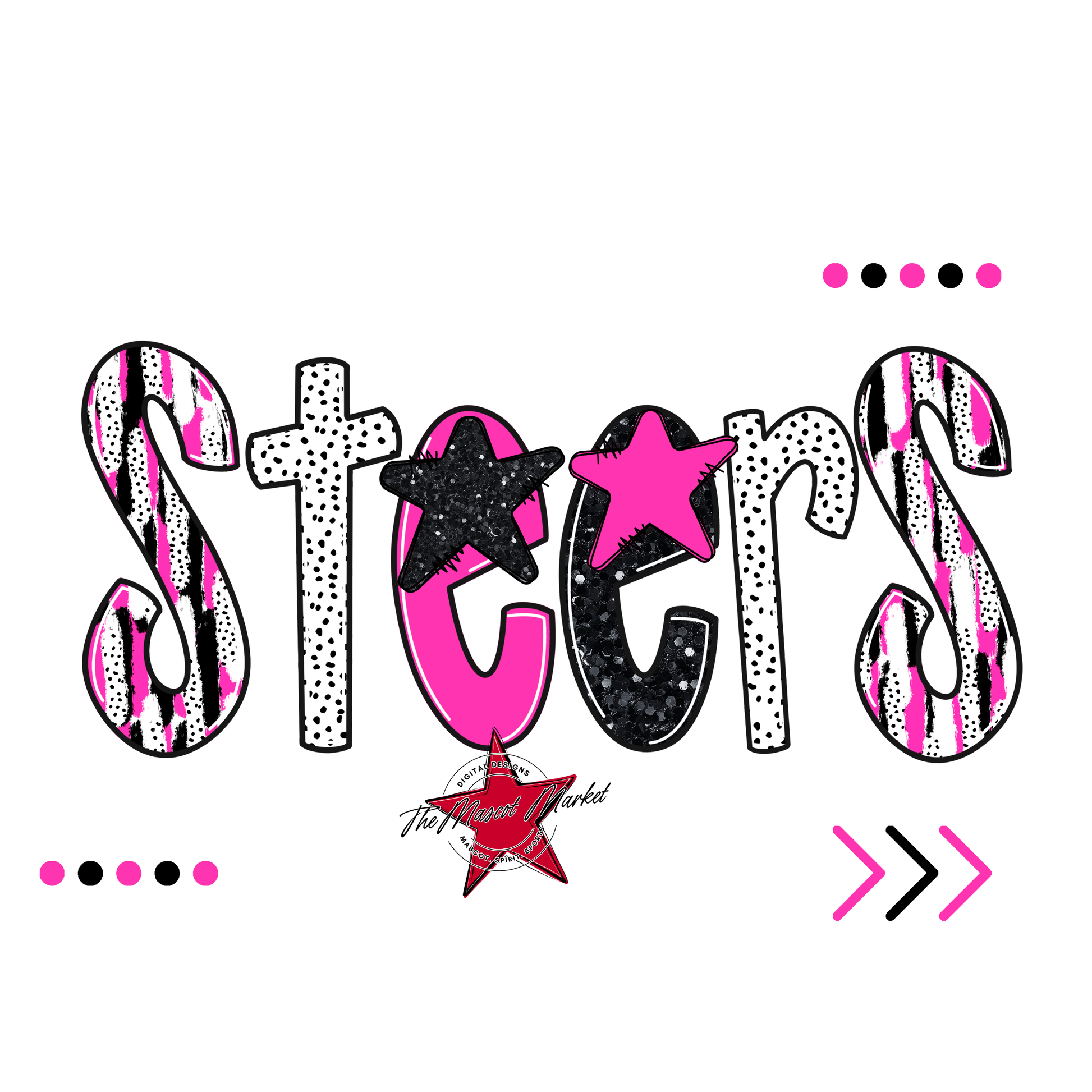 Steers Brushstroke Alpha w Arrows-Pink