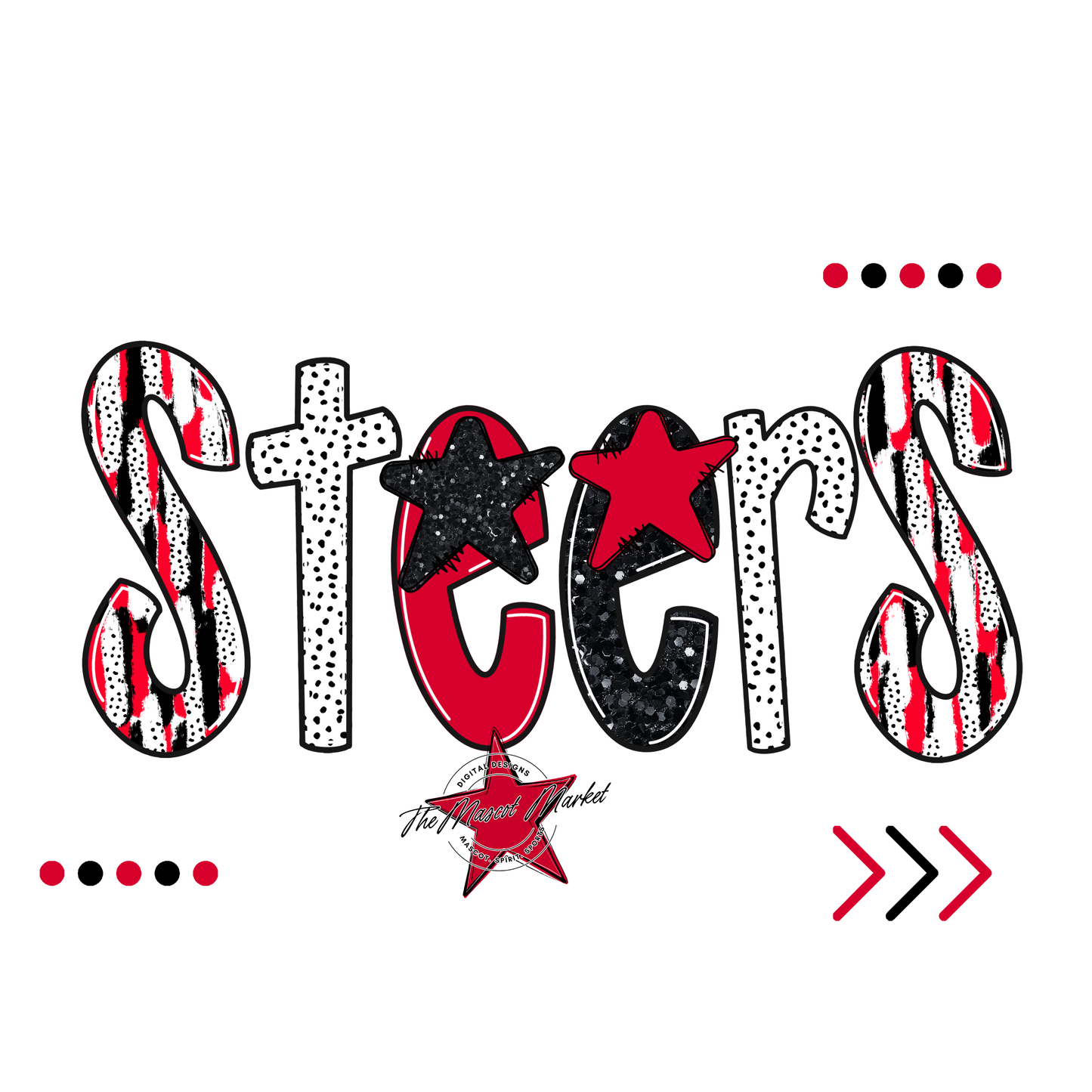 Steers Brushstroke Alpha w Arrows-Red