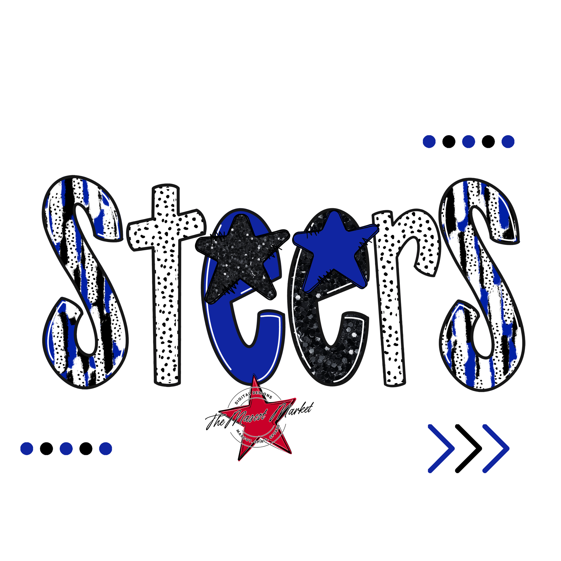 Steers Brushstroke Alpha w Arrows-Royal Blue