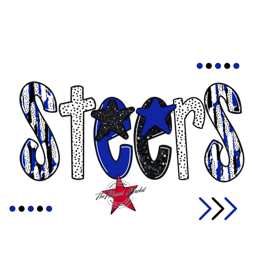 Steers Brushstroke Alpha w Arrows-Royal Blue