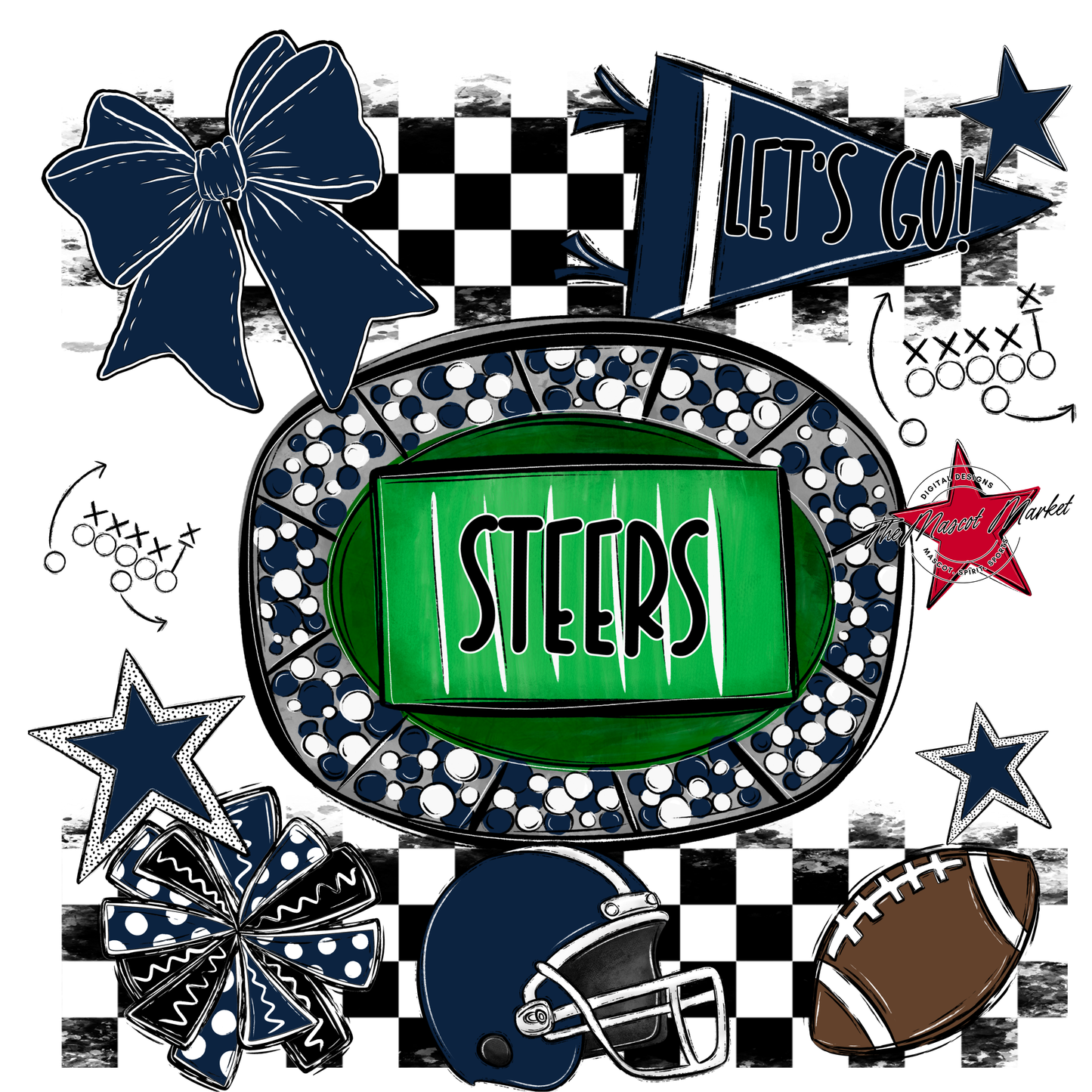 Steers Checkers Spirit Design-Navy