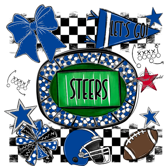 Steers Checkers Spirit Design-Off Blue