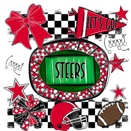 Steers Checkers Spirit Design-Red