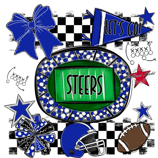 Steers Checkers Spirit Design-Royal Blue