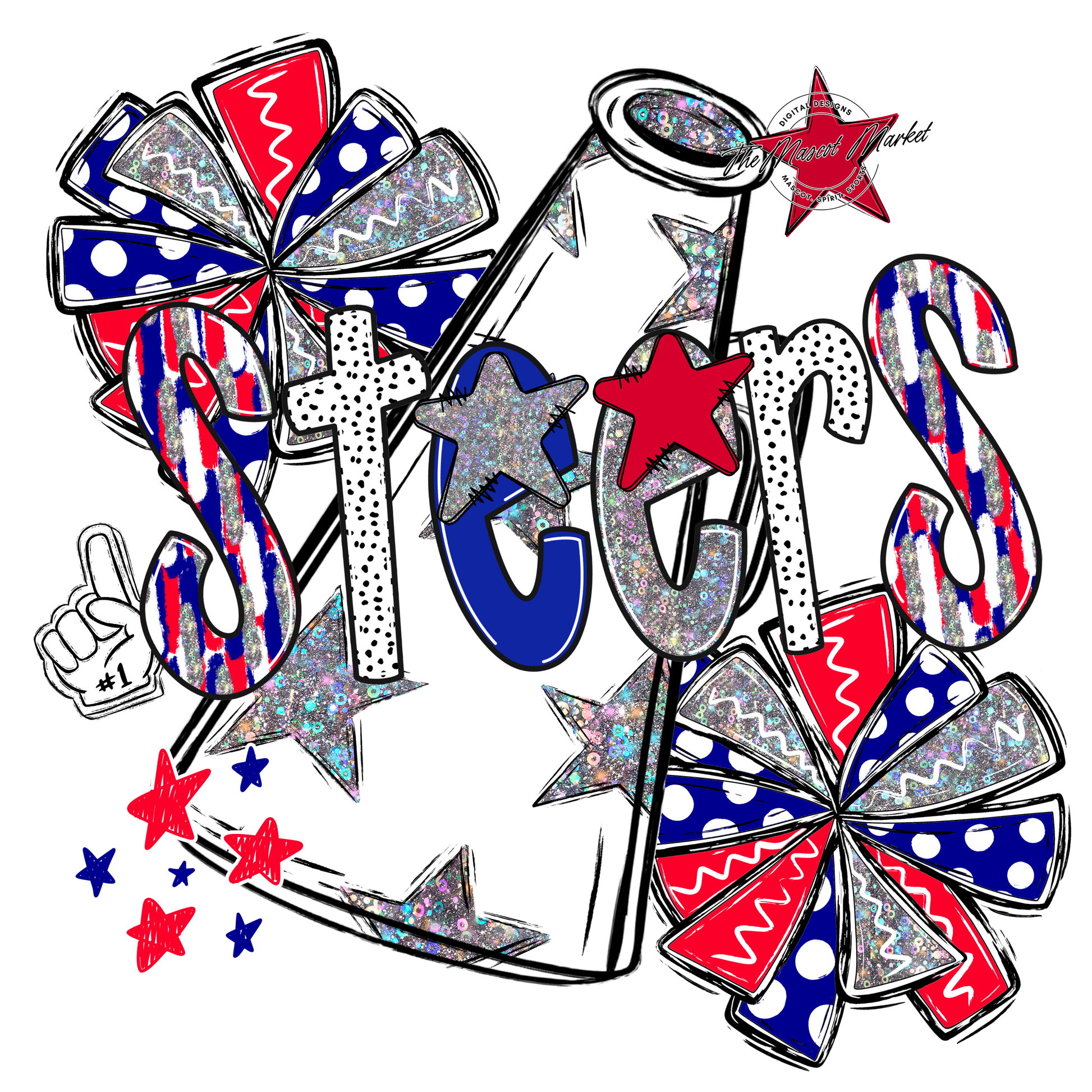 Steers Cheer Megaphone Scrape-Blue-Red