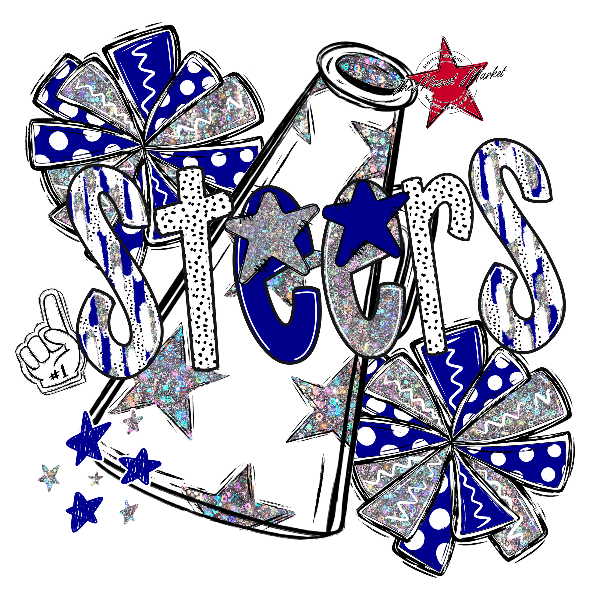 Steers Cheer Megaphone Scrape-Blue