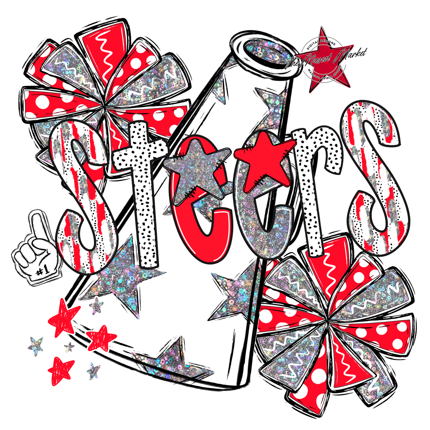 Steers Cheer Megaphone Scrape-Bright Red