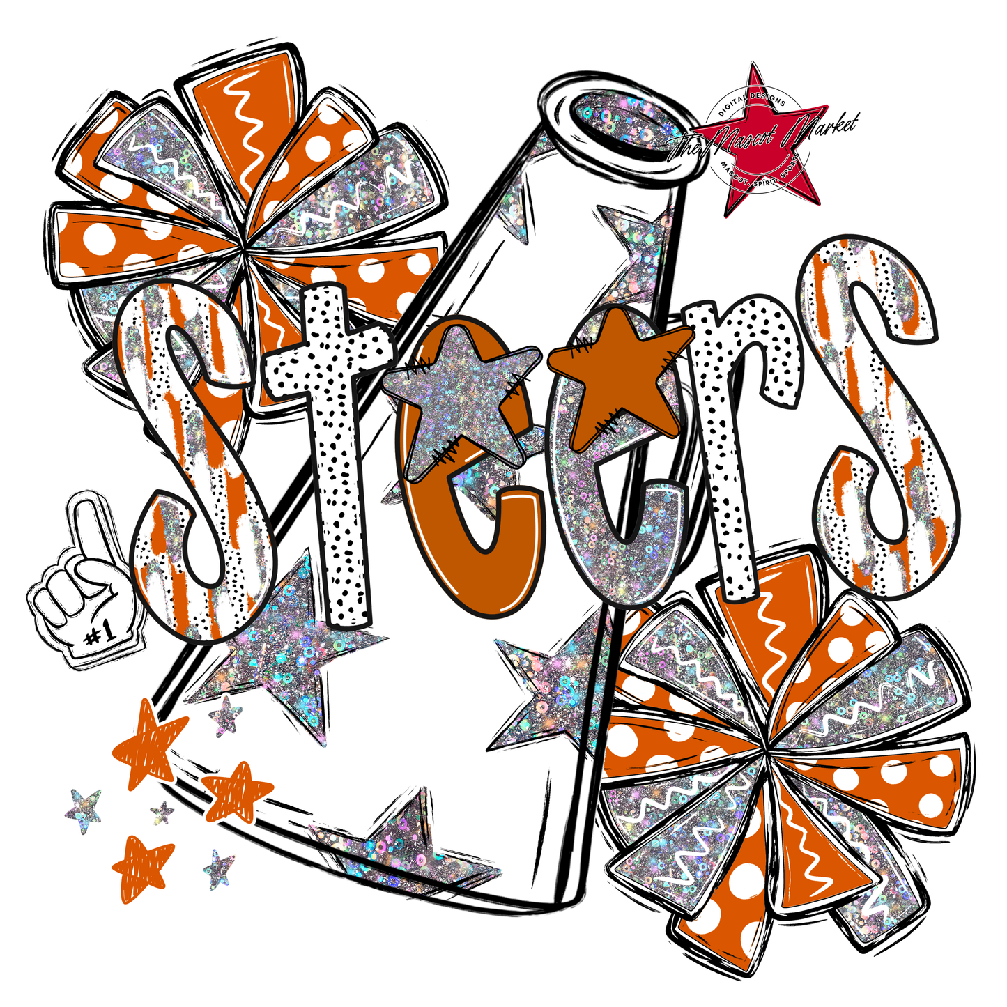 Steers Cheer Megaphone Scrape-Burnt Orange