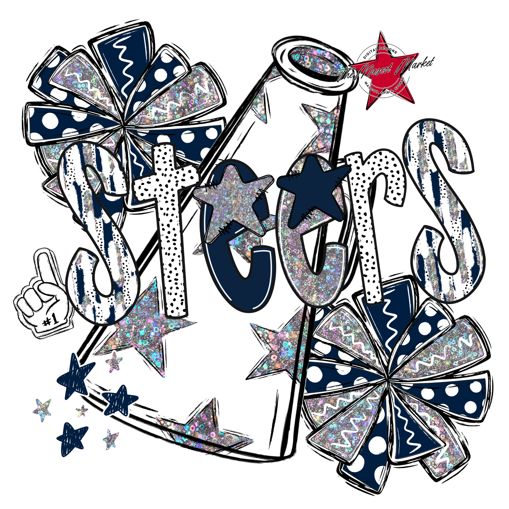 Steers Cheer Megaphone Scrape-Navy