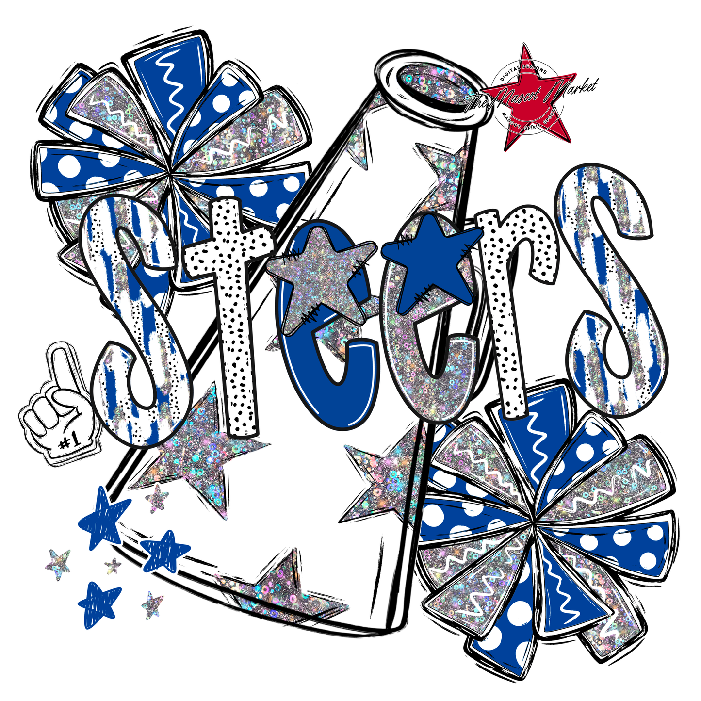Steers Cheer Megaphone Scrape-Off Blue