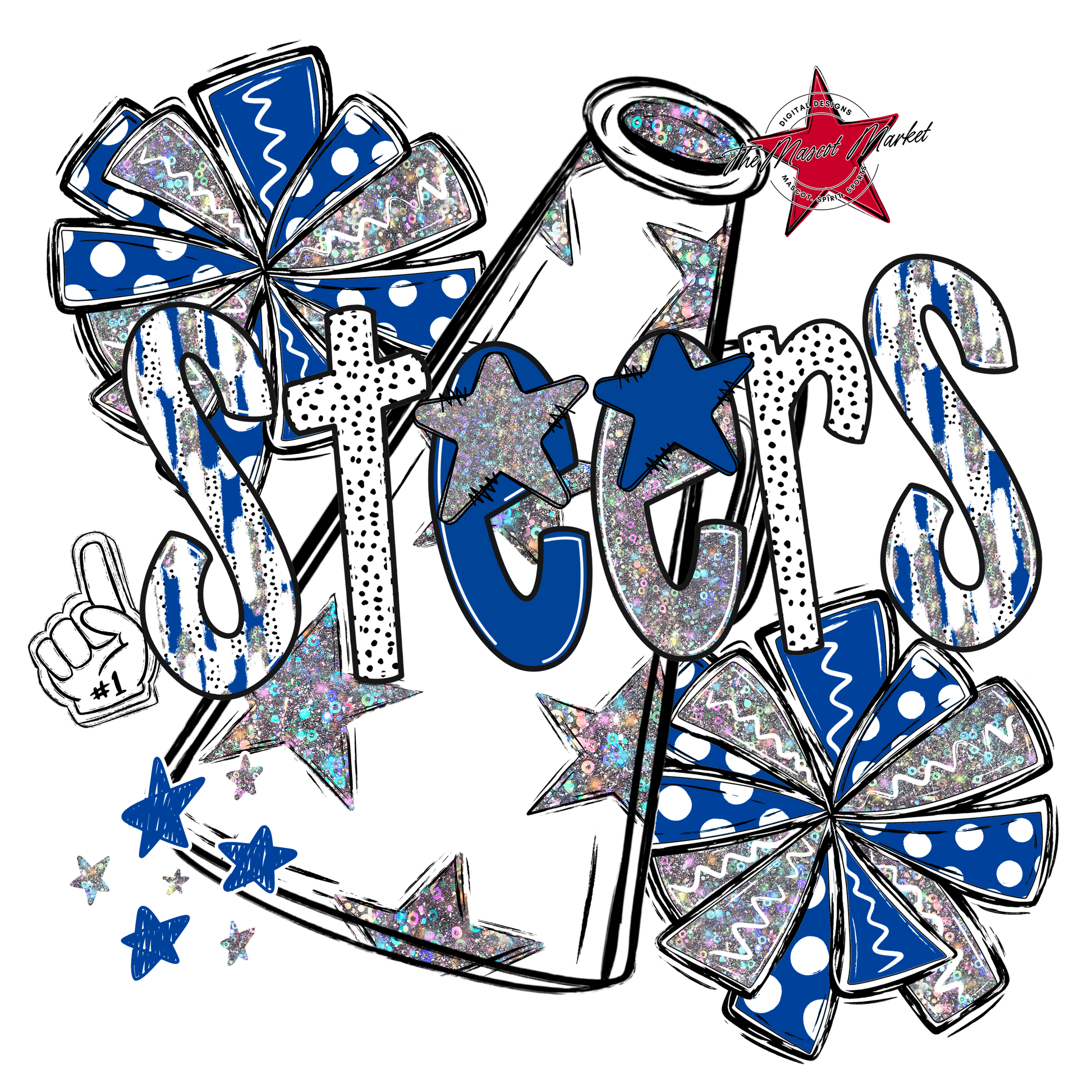 Steers Cheer Megaphone Scrape-Off Blue