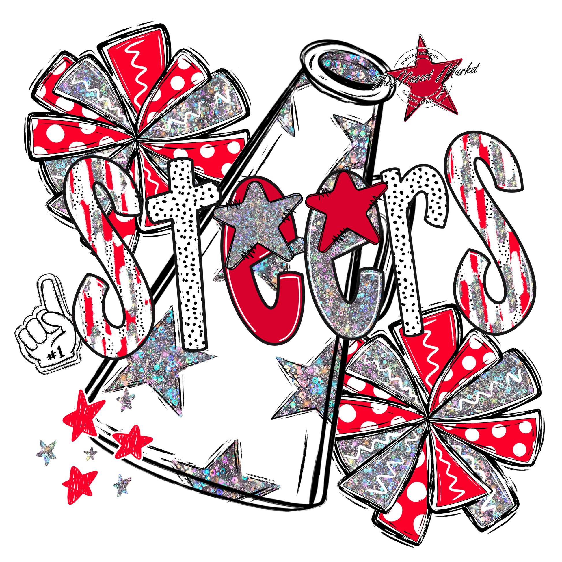 Steers Cheer Megaphone Scrape-Red