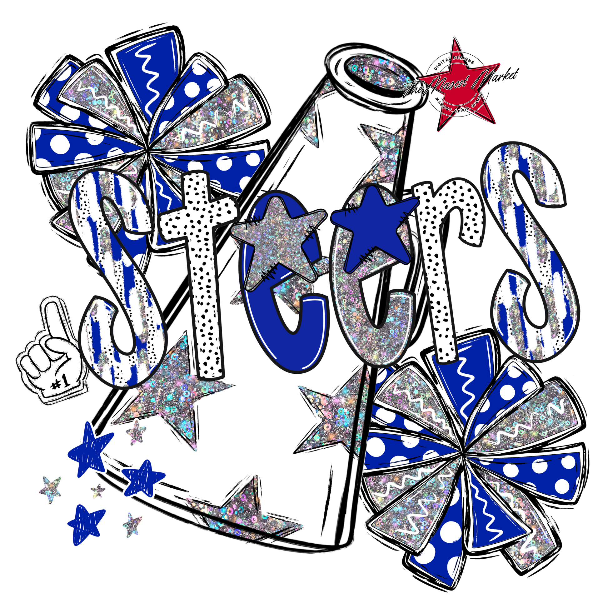 Steers Cheer Megaphone Scrape-Royal Blue