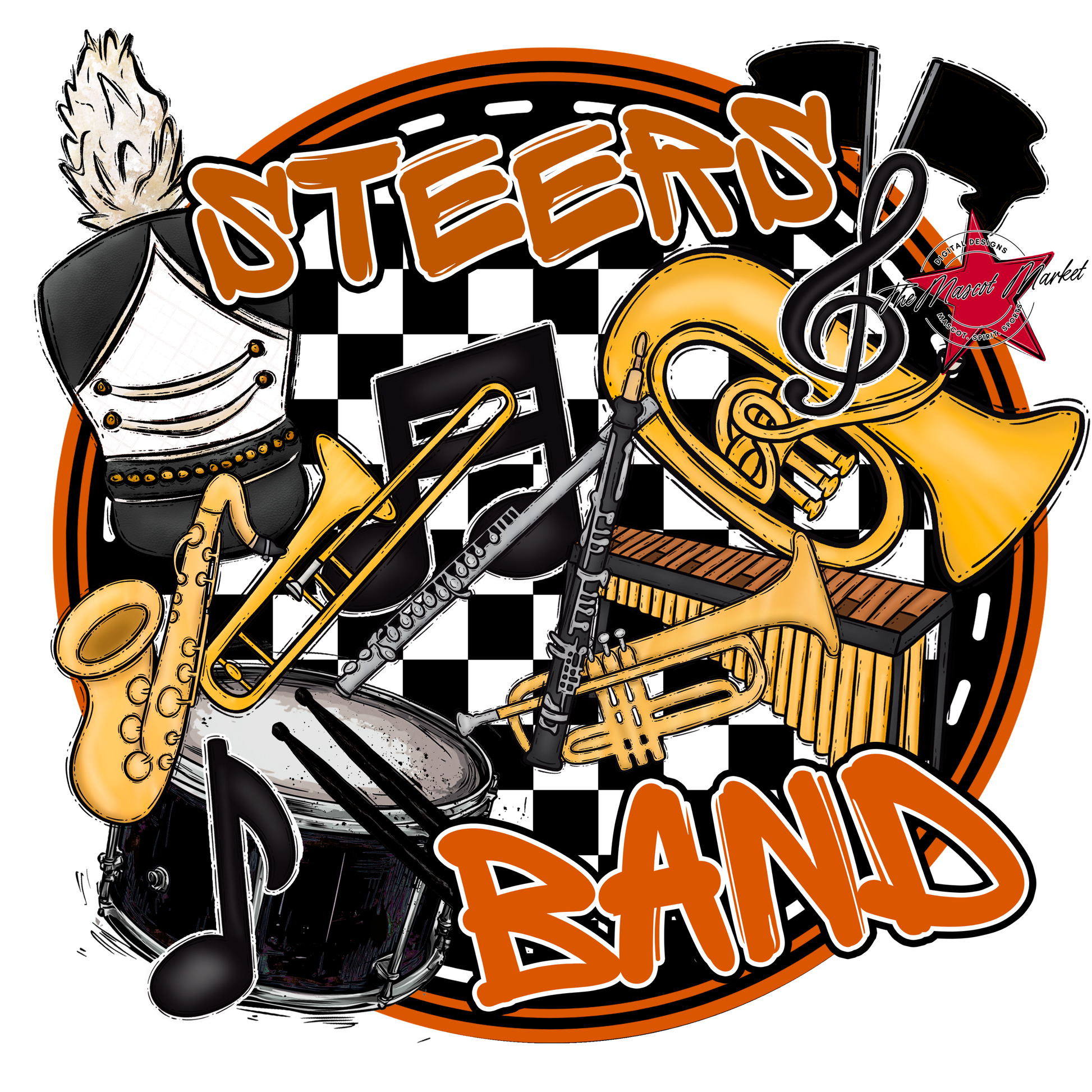Steers Circle Band Design-Burnt Orange