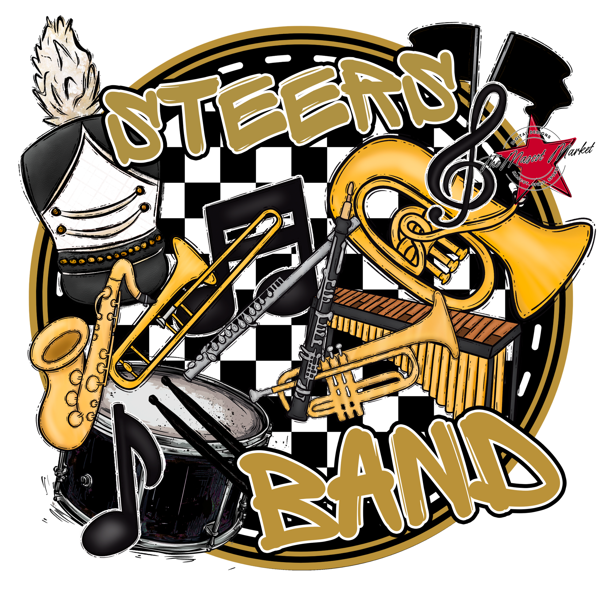 Steers Circle Band Design-Gold