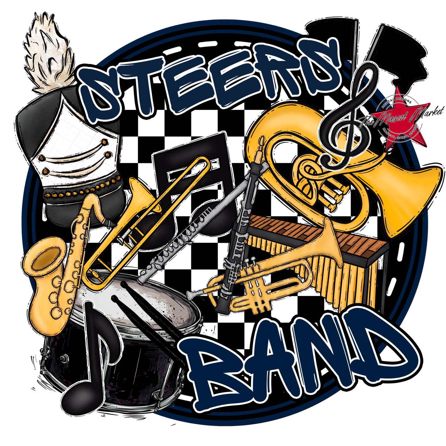 Steers Circle Band Design-Navy