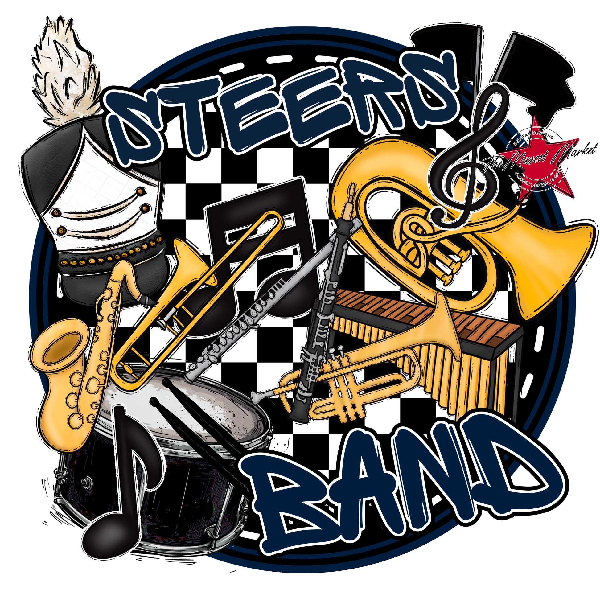 Steers Circle Band Design-Navy