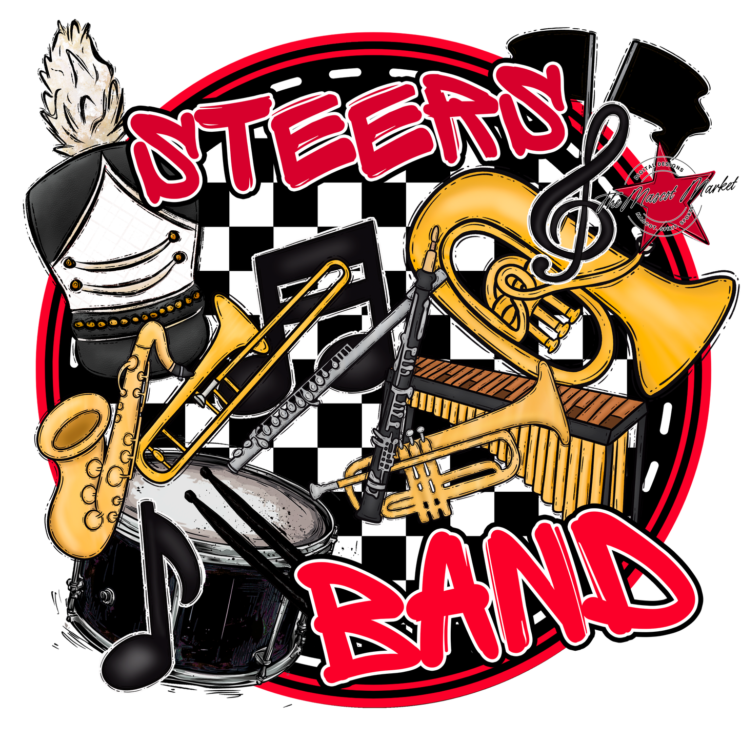 Steers Circle Band Design-Red