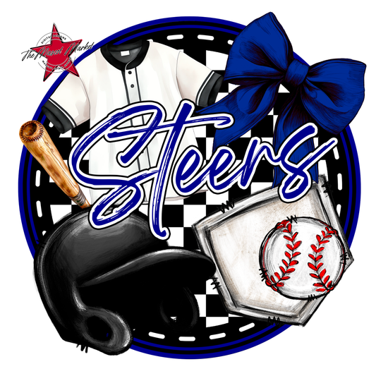 Steers Circle Baseball Design-Blue