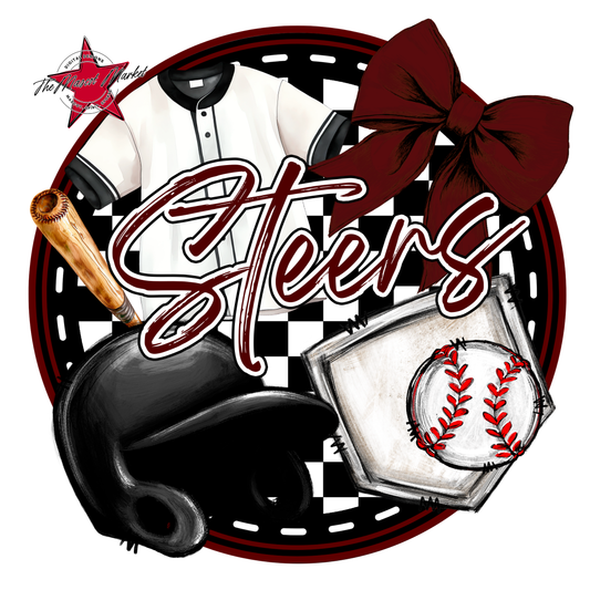 Steers Circle Baseball Design-Maroon