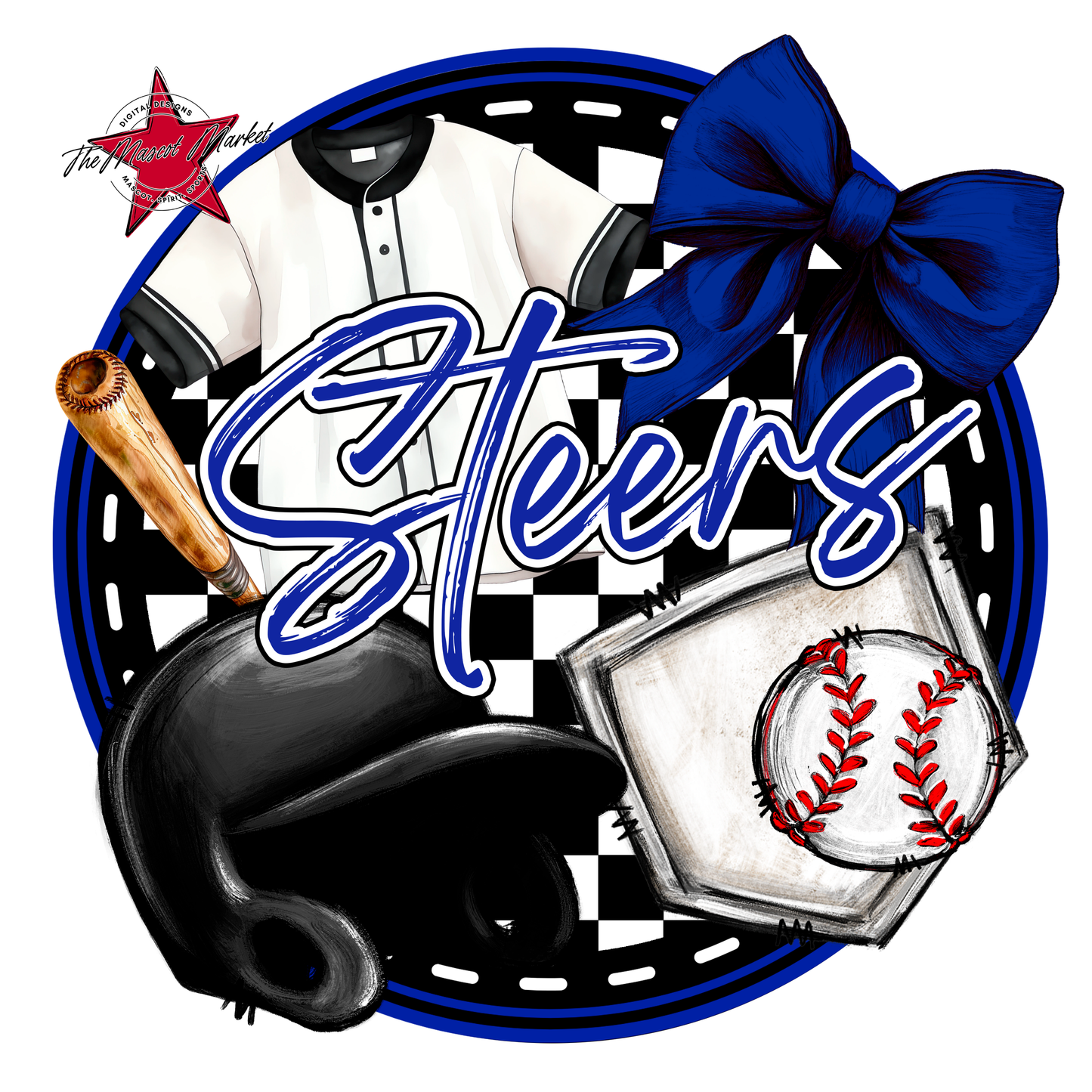 Steers Circle Baseball Design-Royal Blue